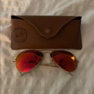 Orange polarized aviator Ray Ban sunglasses